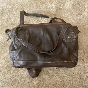 The Sak Vintage Leather Tote Brown Pebble Purse Handbag